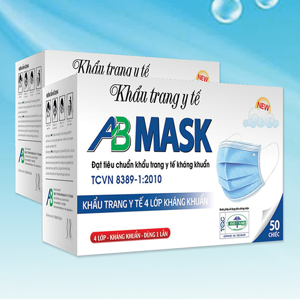 KHẨU TRANG Y TẾ AB MASK - 04 LỚP GIẤY KHÁNG KHUẨN HỘP 50 CHIẾC