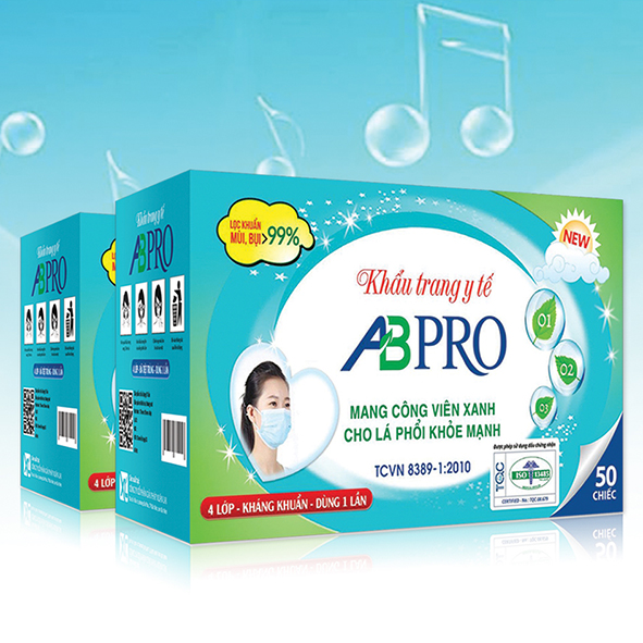 KHẨU TRANG Y TẾ AB PRO - 04 LỚP GIẤY KHÁNG KHUẨN, HỘP 50 CHIẾC